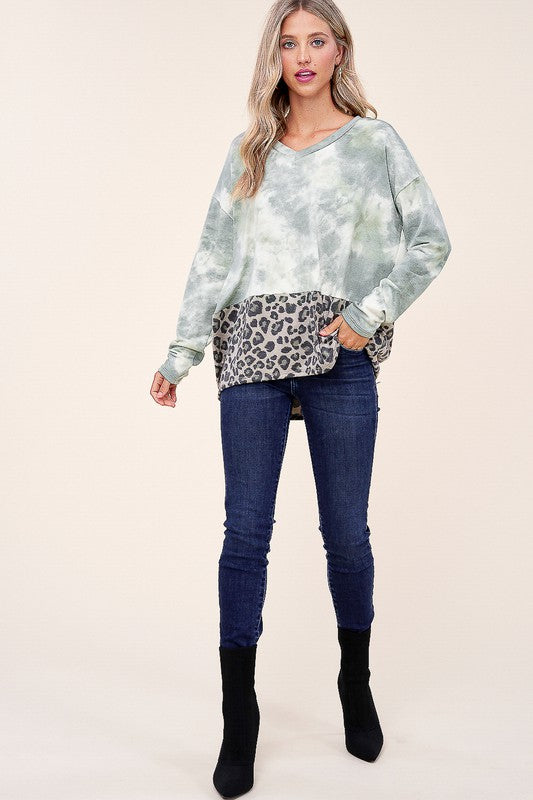 e Luna PLUS Cloud Tie Dye Cheetah Boxy Top