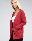 Zenana Melange Open Front Sweater Cardigan