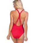 Solid Braided Back Plunging One Piece Swimsuit