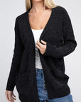 Zenana Melange Open Front Sweater Cardigan