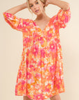 And The Why Full Size Printed Tie Back Long Sleeve Dress