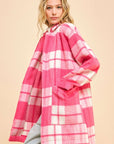 Davi & Dani Plaid Open Front Drop Shoulder Longline Coat