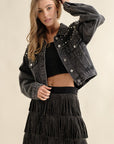 Rhinestone Suede Fringe Skirt