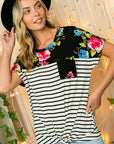 e Luna PLUS Striped Floral Mixed Top