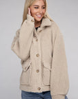 Cozy Sherpa Button-Front Jacket