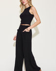 Basic Bae Full Size Ribbed Tank and Wide Leg Pants Set