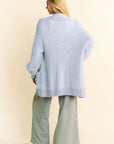 Davi & Dani Ribbed Hem Button Up Long Sleeve Cardigan