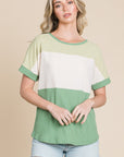 BOMBOM Color Block Short Sleeve T-Shirt