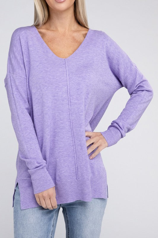 Zenana Garment Dyed Front Seam Sweater