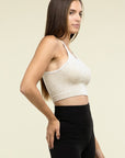 Zenana Washed Ribbed Seamless Cropped Cami Top