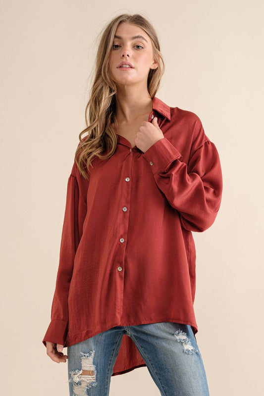 Light Satin Button Down Shirt