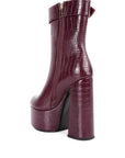 Bumpy Croc High Block Heeled Chunky Ankle Boots