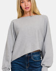 Zenana Asymmetric Hem Long Sleeve Sweater