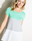 e Luna PLUS Striped Solid Color Block Top