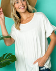 e Luna PLUS Solid Ruffled Sleeve Baby Doll Top