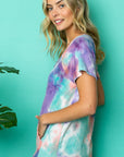 e Luna Tie Dye Thermal V-Neck Top