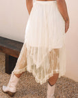 Lace Cascading Tiered High Waist Maxi Skirt