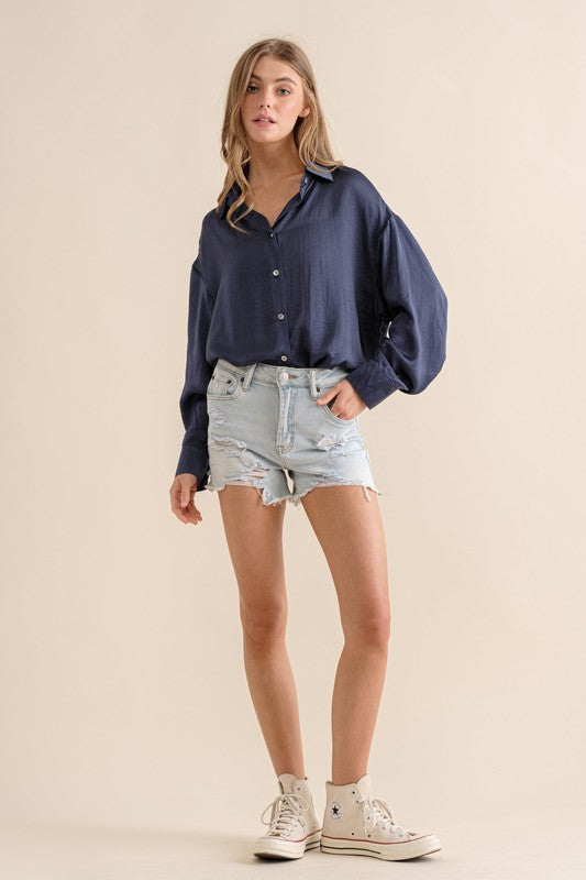 Light Satin Button Down Shirt