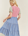 COLORBLOCK GINGHAM DRESS