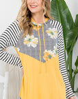 e Luna PLUS Floral Striped Sweatshirt