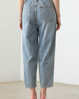 Litz La Washed Barrel Leg High Waist Distressed Jeans