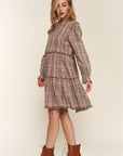 And The Why Full Size Washed Frayed Tiered Plaid Dress