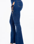 American Bazi High Rise Lace Up Jeans