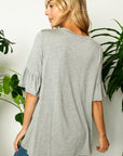 e Luna PLUS Solid Ruffled Sleeve Loose Top