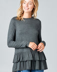 e Luna Ruffle Bottom Long Sleeve Tunic