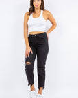 American Bazi High Waist Distressed Cropped Straight Jeans