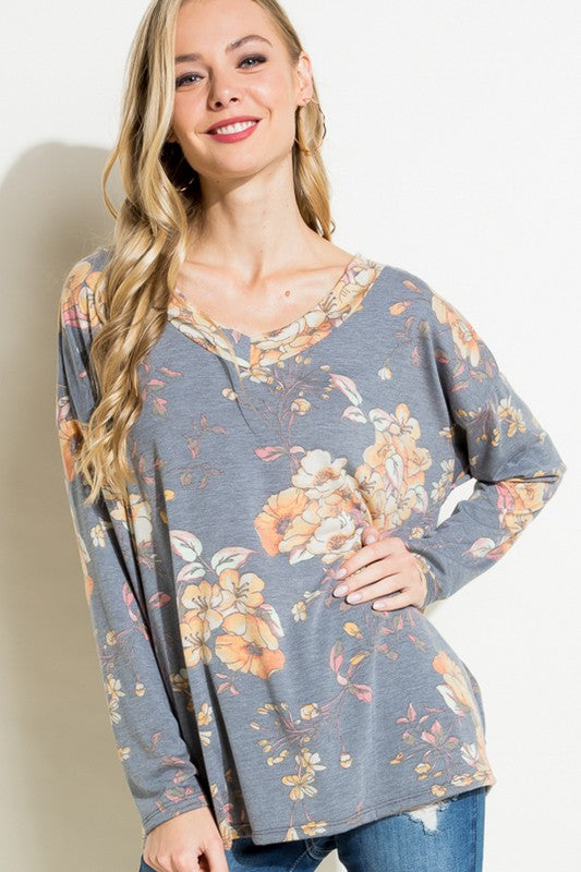 e Luna Floral Loose Fit Boxy Top