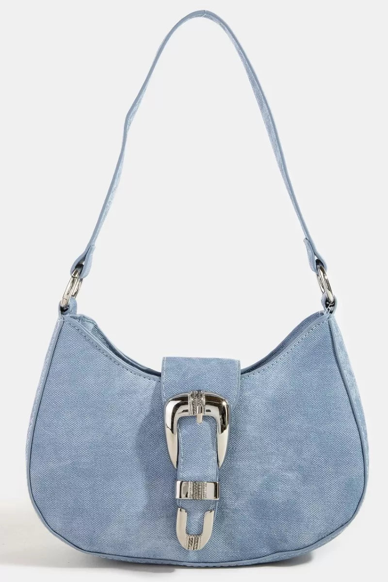 Fame Buckle Detail Hobo Shoulder Bag