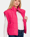 Zenana Zip Up Cropped Puffer Vest with Pockets