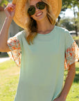 Solid Dizzy Floral Mixed Top - Online Only - My Pampered Life Seattle