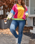 Plus Size Colorblock Patchwork Exposed Sweatshirt