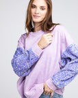 BiBi Velvet Sequin Sleeve Mineral Washed Top