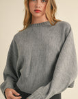 Mable Round Neck Dolman Sleeve Cropped Sweater