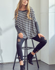 e Luna Stripe Mix Oversized Tunic Top