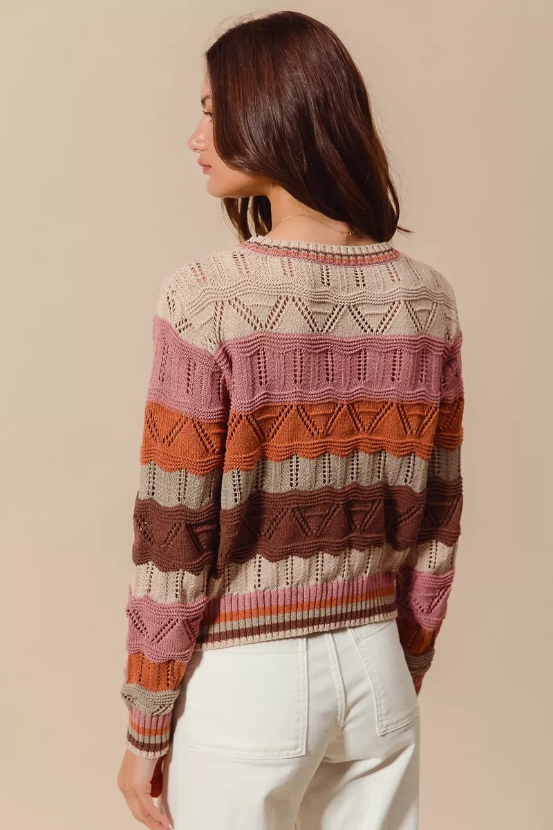 SO ME Multi Color Wavy Stripe Sweater Top