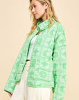 Davi & Dani Vintage Print Open Front Jacket with Pockets