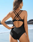 Ruched Bathing Suits Strappy V Neck Monokini