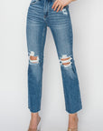 RISEN High Rise Distressed Ankle Jeans