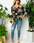 e Luna Floral Twisted Front Top