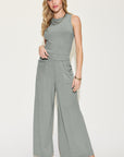 Basic Bae Full Size Ribbed Tank and Wide Leg Pants Set