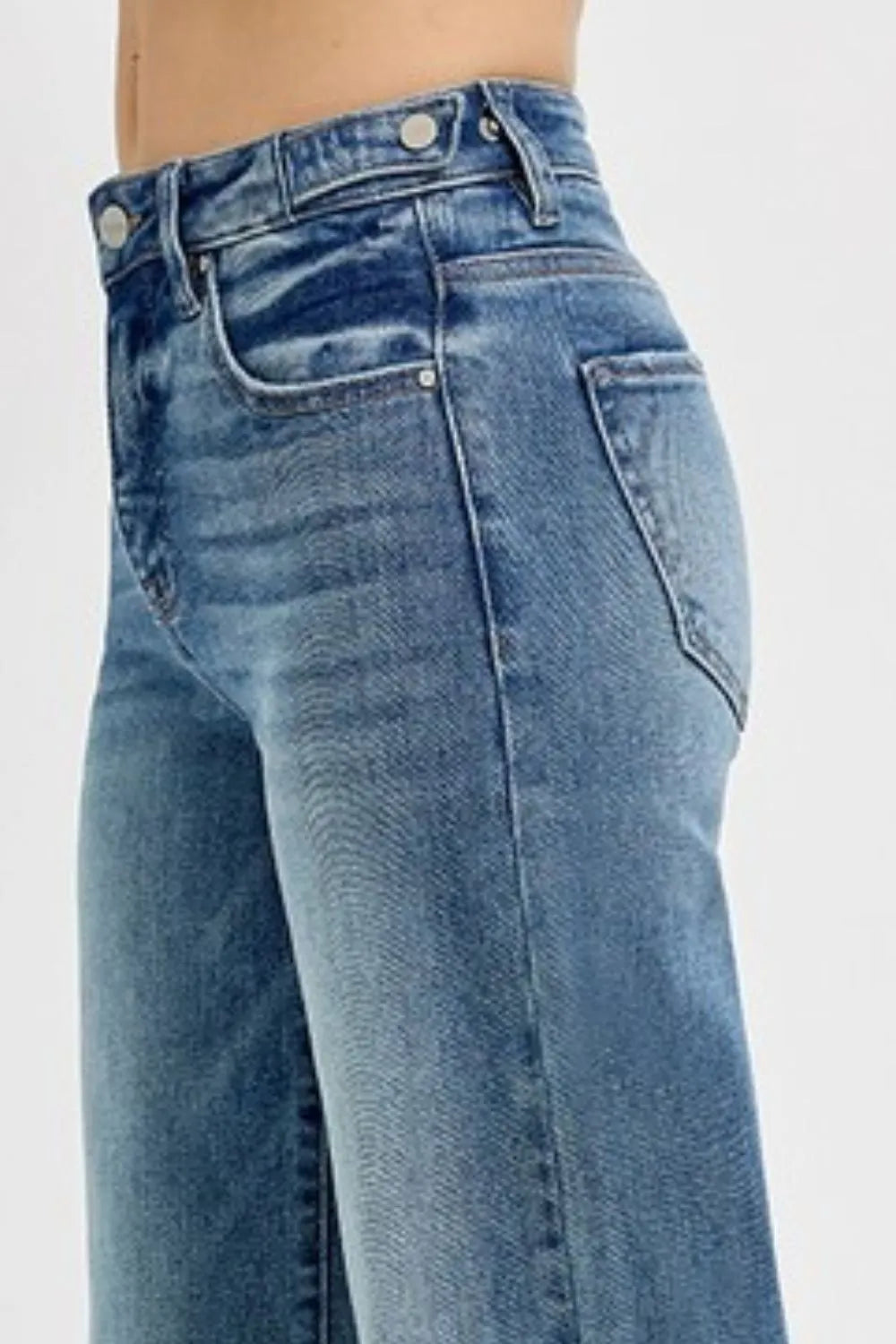 RISEN Full Size Tummy Control High Rise Wide Adjustable Waist Band Jeans Plus Size
