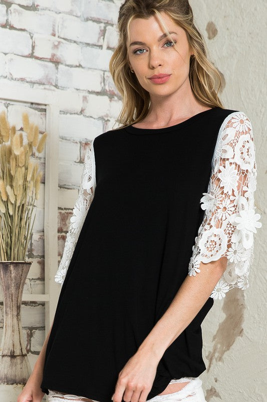 e Luna Lace Sleeves Top