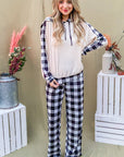 And The Why Drawstring Hooded Top and Plaid Pants Lounge Set