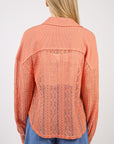 VERY J Button Up Long Sleeve Lace Shirt