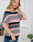 e Luna PLUS Striped Offshoulder Top