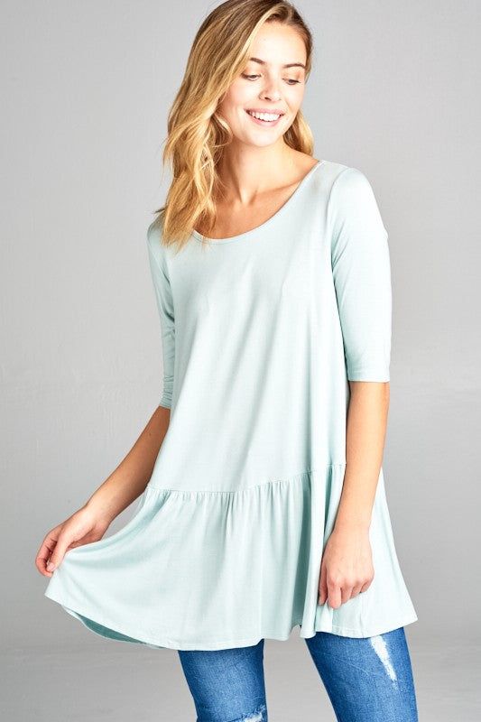 e Luna Solid Baby Doll Tunic Top